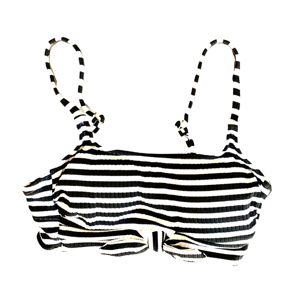 Black and White Bralette Bikini Top Juniors Small Xhilaration‎ Stripe